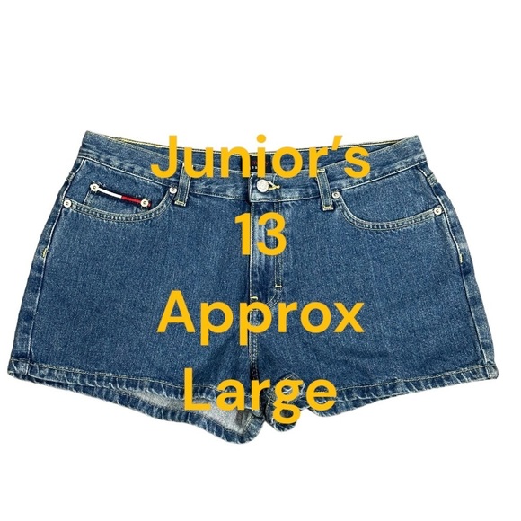 Junior’s Tommy Hilfiger 13 Large Denim Shorts Jeans Navy Blue Classic Logo EUC - Picture 2 of 10